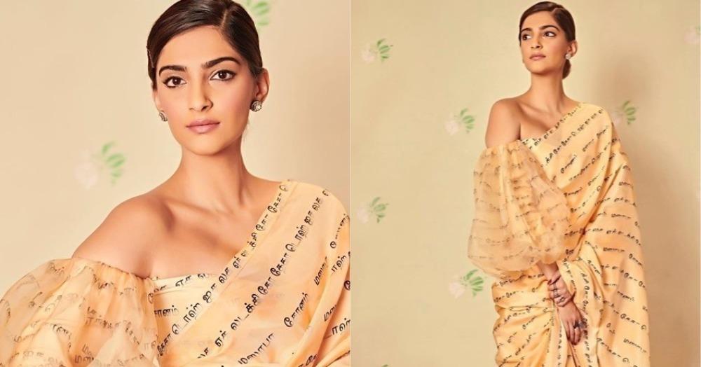 Sonam Kapoor Wore A  Saree With Words Scribbled On It, And We Know EXACTLY What They Meant!