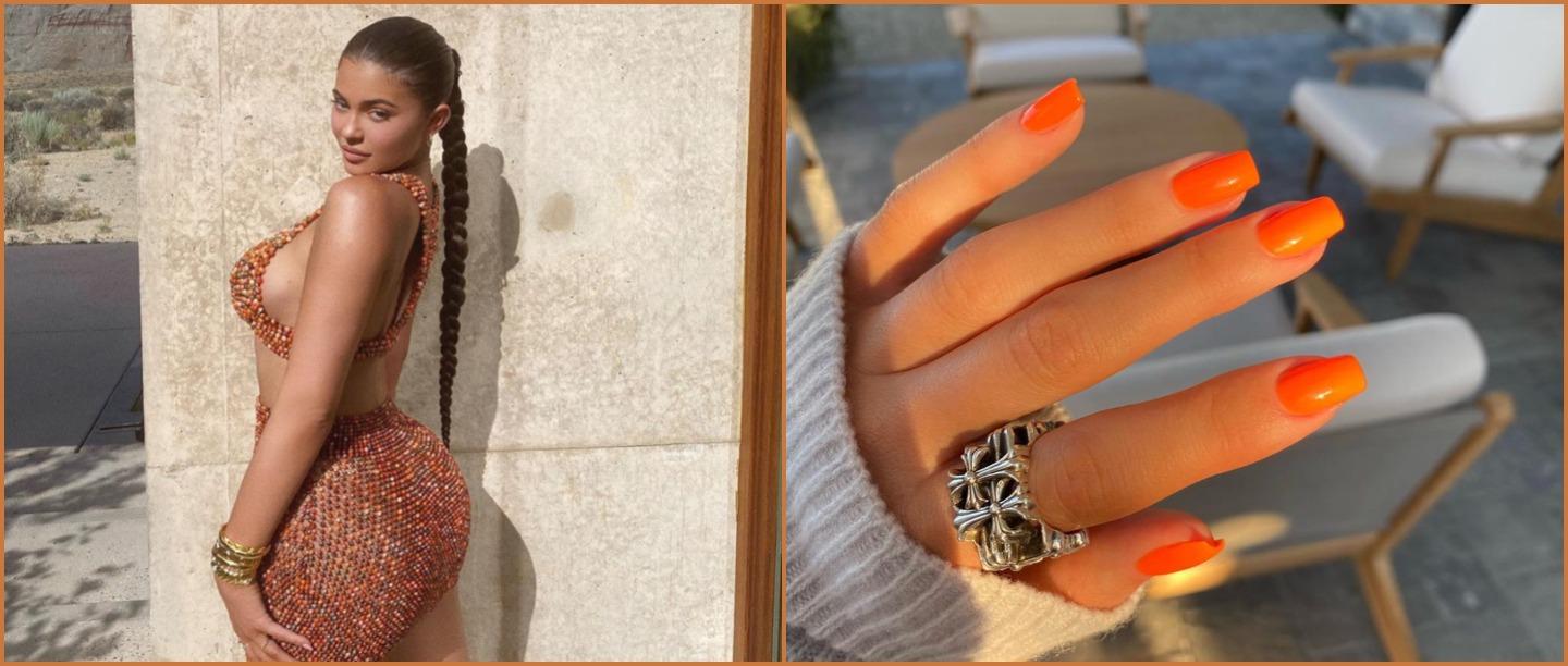 We&#8217;re Currently Crushing On Kylie Jenner&#8217;s Neon Orange Nails &amp; You Can Get &#8216;Em At Home Too