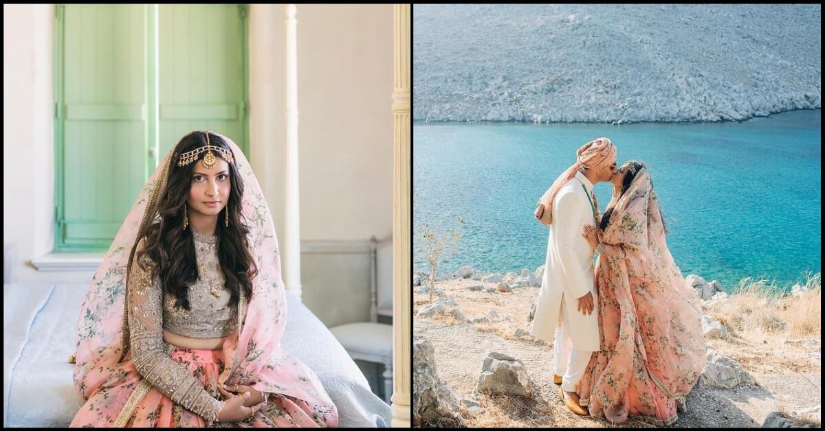 We Can&#8217;t Decide What&#8217;s More Beautiful &#8211; This Bride&#8217;s Sabyasachi Lehenga Or Her Greece Wedding!