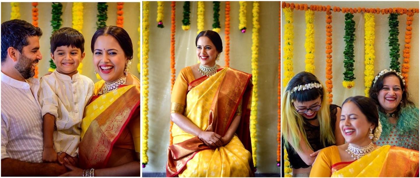 Actress Sameera Reddy Looks Fresh As A Daisy At Her Godh Bharai Ceremony