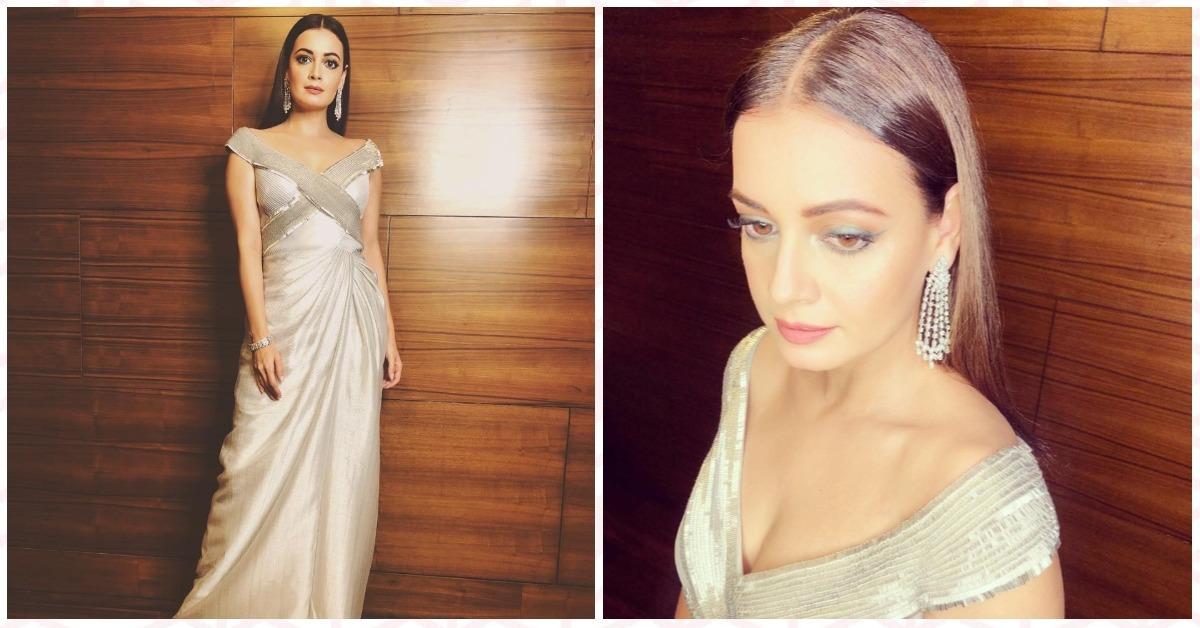 Mighty Monotone:  Dia Mirza Literally Looks Like A Goddess Drenched In Liquid Silver!