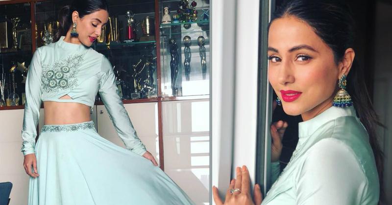 Hina Khan Shows Us Dusky Girls How To Pull Off The Shiniest Of Blues With Indian Wear