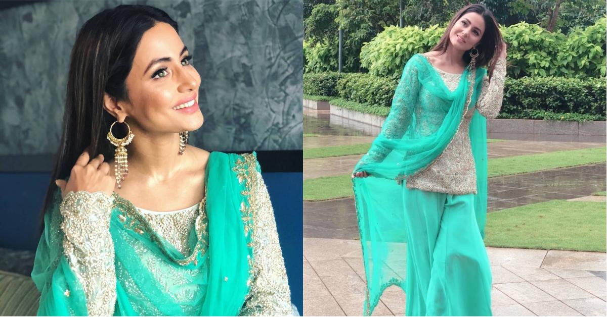 Hina Khan Is Looking Like The Eid Ka Chand In A Gorgeous Green Sharara Set!
