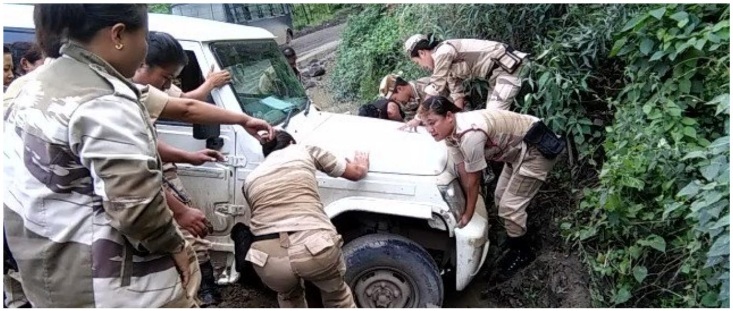 Power Move: Nagaland Women Battalion Pulls Mahindra Car Out Of A Ditch In Viral Video
