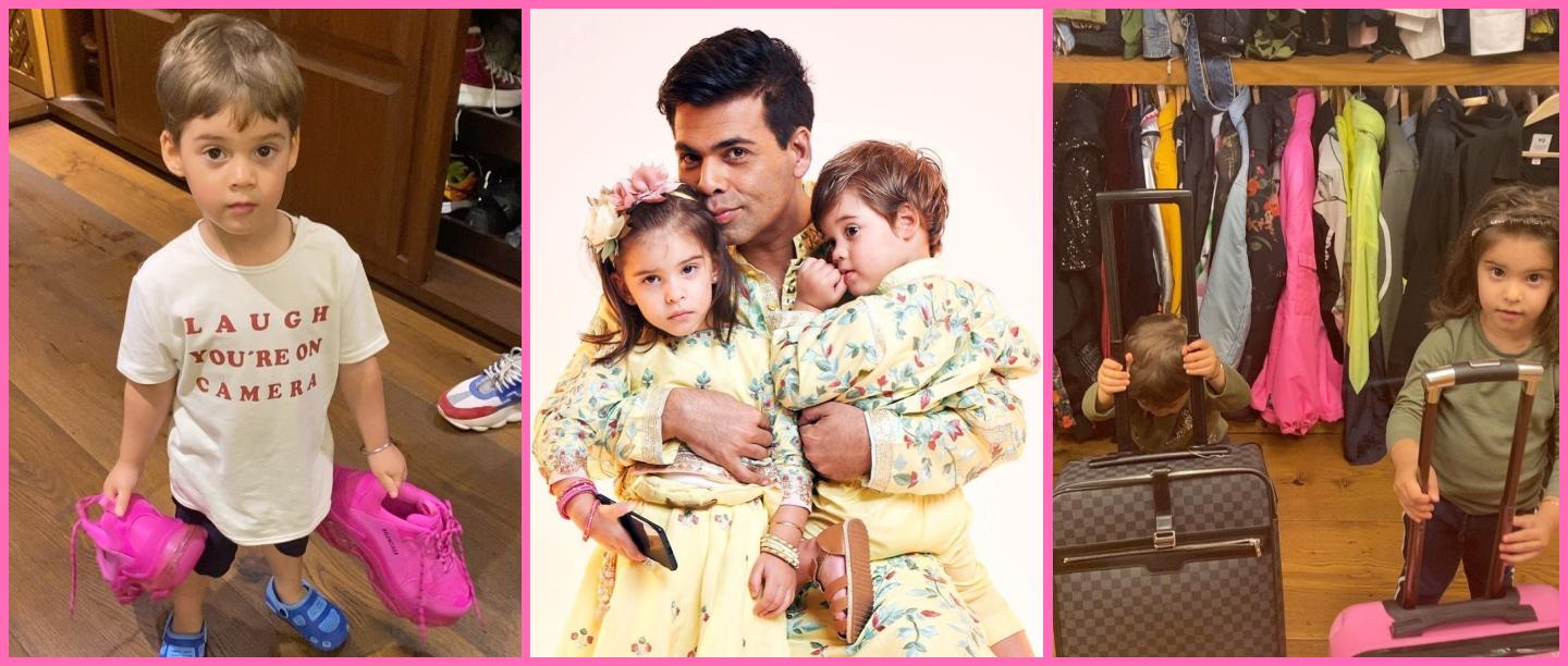 Karan Johar&#8217;s Lockdown Days With Kids Yash &amp; Roohi Give Us An Insight Into His Huge Closet