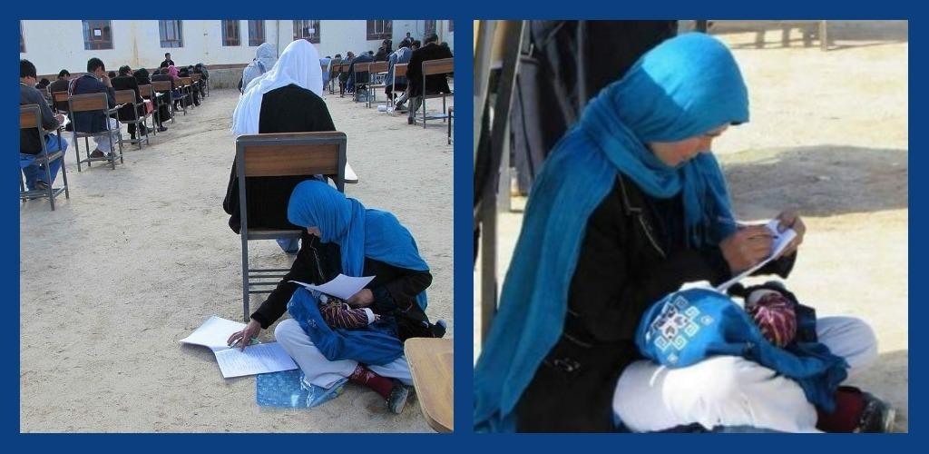 #WomenWhoInspire: Afghani Woman Writes An Exam While She Nurses Her Baby