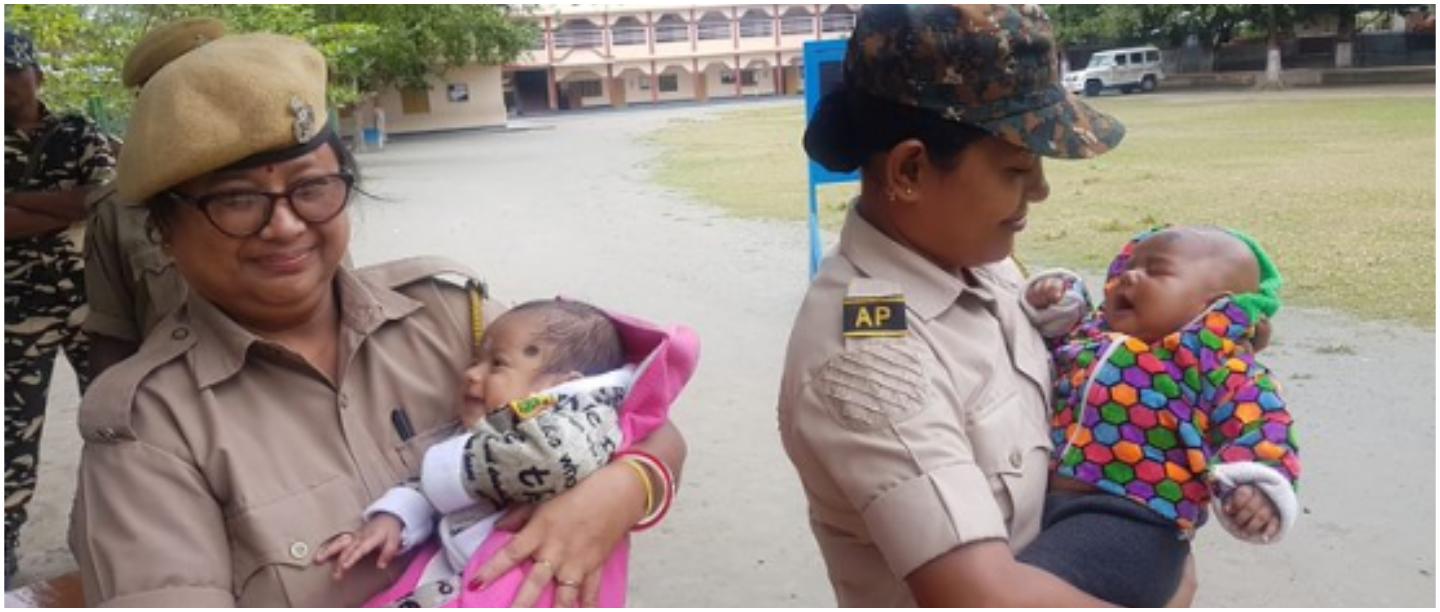 #WomenForWomen: Assam Police Attends Babies Of TET Aspirants, Netizens Pour In Praises