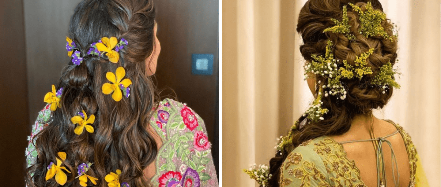 It&#8217;s A Floral Paradise: 8 New Ways To Style Flowers In Your Hair For The Mehendi Function