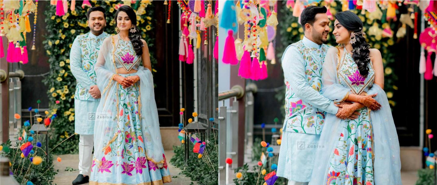 This Creative Bride Hand-Painted Her Mehendi Outfit &amp; It’s Perfect For A Summer Wedding