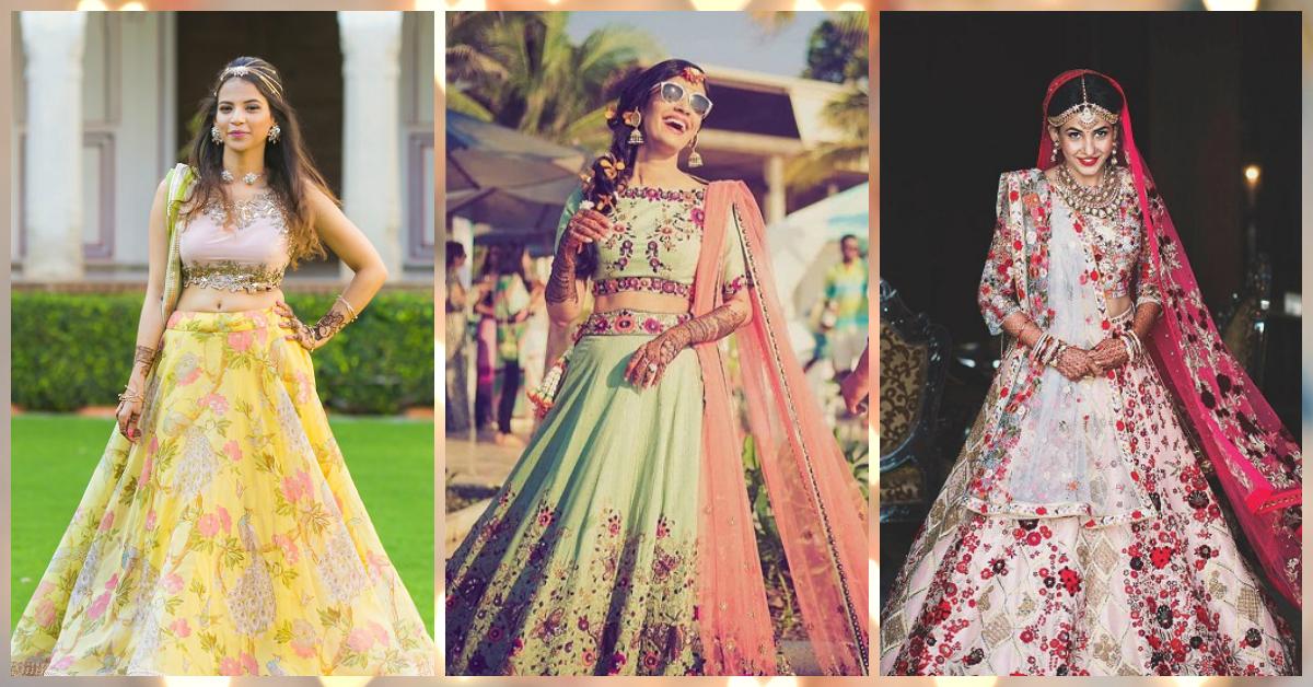 10 Brides Who Wore The *Prettiest* Floral Lehengas &#8211; We LOVE!