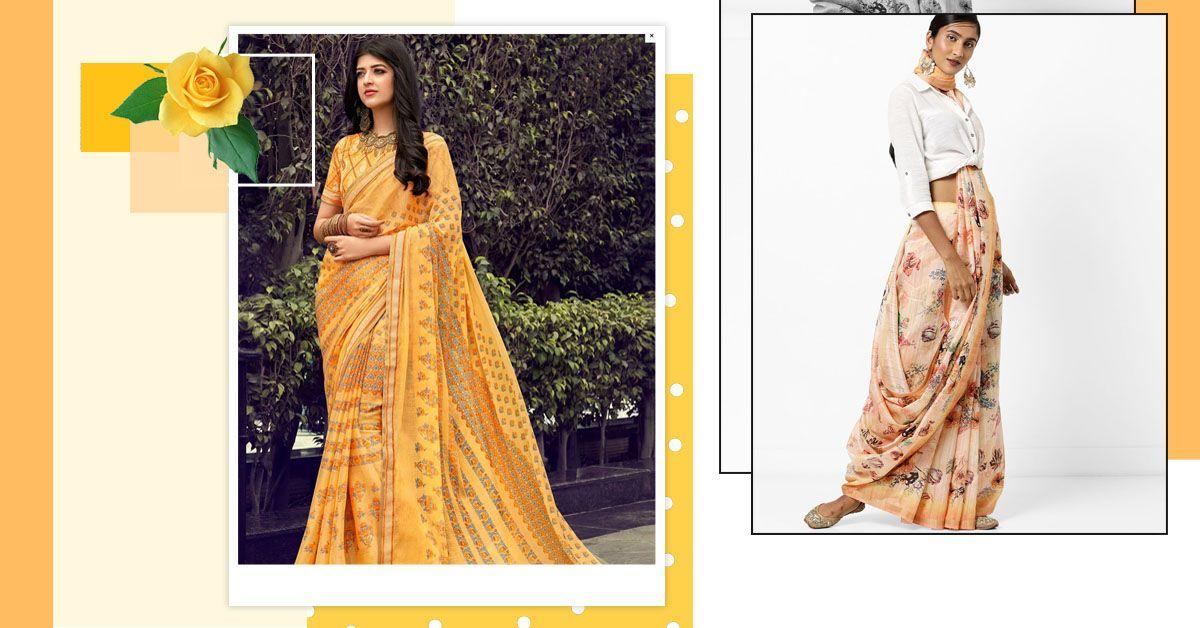 These Gorgeous Floral Saris Are Perfect For All Your Daytime Soirées
